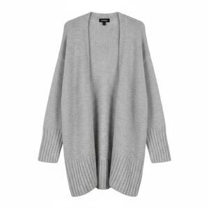 Express Open Front Cardigan XS Light Gray Soft Knit Long Sleeve Tunic Sweater